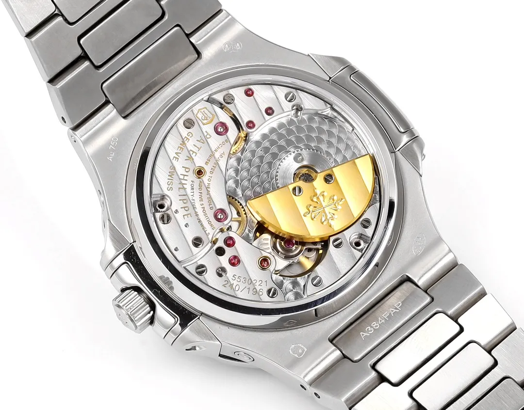 Luxury Nautilus-Style Stainless Steel Watch – Aqua Blue Dial, Multi-Function Display