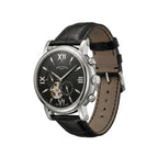 Luxury Skeleton Dial Automatic Watch – Nautilus-Inspired Design, Black Dial, Stainless Steel Case & Black Leather Strap