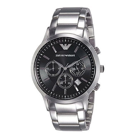 Emporio Armani AR2434 Men’s Black Dial Stainless Steel Renato Watch
