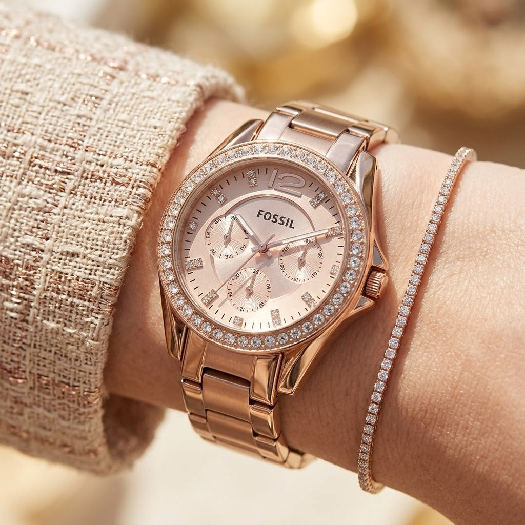 Fossil Riley ES2811 Multi-Function All Rose Gold-Tone Stainless Steel Women's Watch