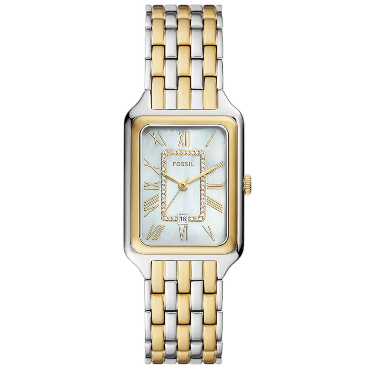 Fossil Raquel ES5305 Three-Hand Mother of Pearl Two-Tone Stainless Steel Women's Watch