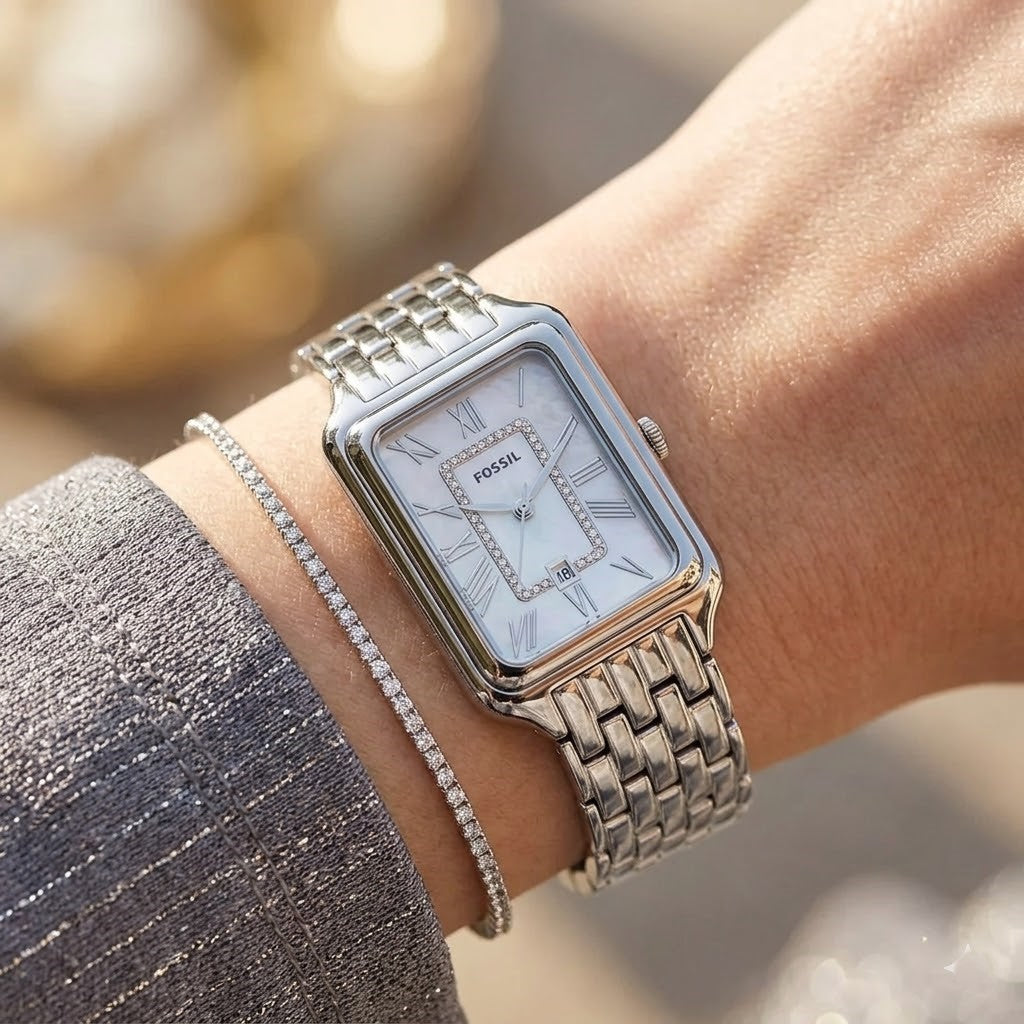 Fossil Raquel ES5306 Three-Hand Mother of Pearl Silver-Tone Stainless Steel Women's Watch
