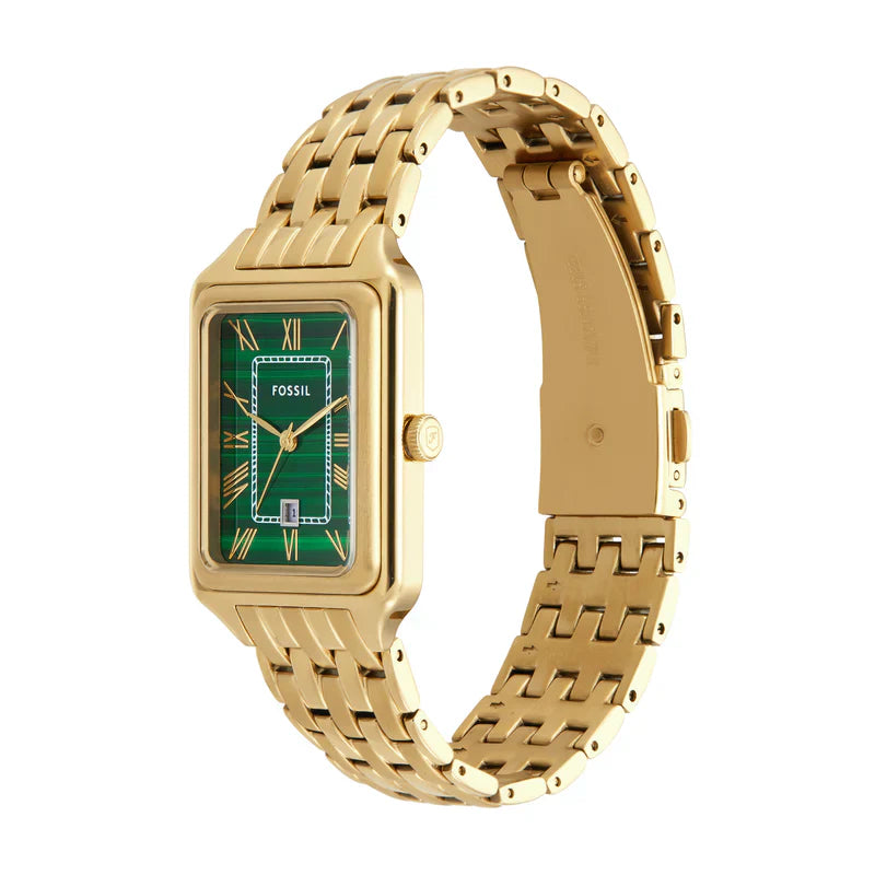 Fossil Raquel ES5341 Three-Hand Green Dial Gold-Tone Stainless Steel Women's Watch