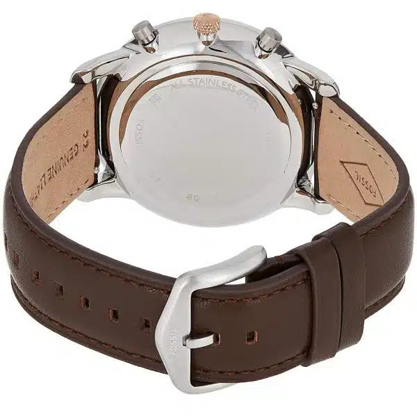 Fossil Neutra FS5408 Men’s Analog Watch – 44mm Grey Dial with Brown Leather Strap