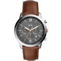 Fossil Neutra FS5408 Men’s Analog Watch – 44mm Grey Dial with Brown Leather Strap