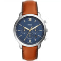 Fossil Neutra FS5453 Men’s Analog Watch – 44mm Blue Dial with Brown Leather Strap