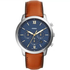 Fossil Neutra FS5453 Men’s Analog Watch – 44mm Blue Dial with Brown Leather Strap