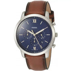 Fossil Neutra FS5453 Men’s Analog Watch – 44mm Blue Dial with Brown Leather Strap