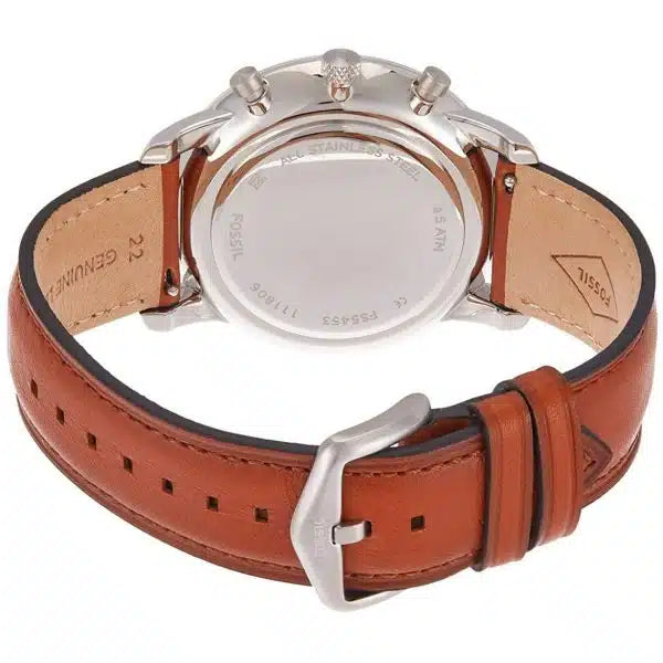Fossil Neutra FS5453 Men’s Analog Watch – 44mm Blue Dial with Brown Leather Strap