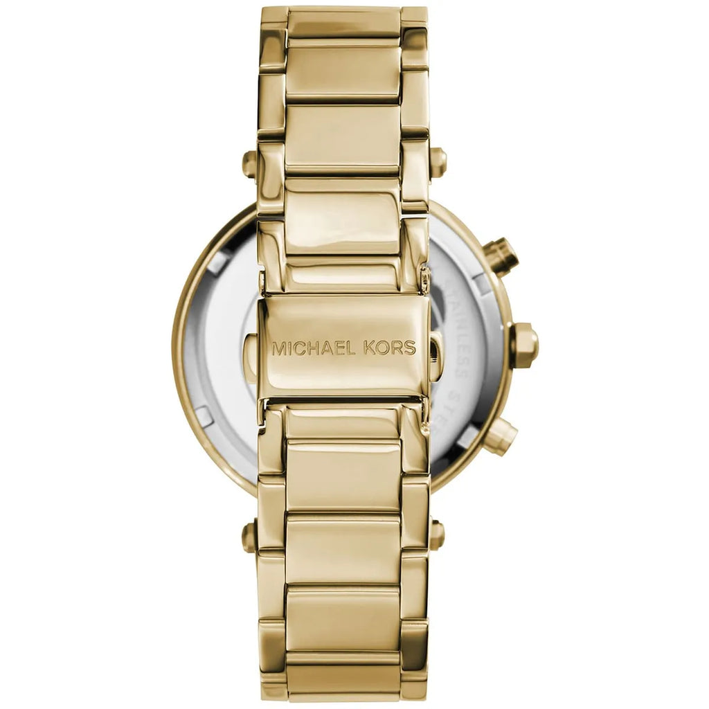 Michael Kors Parker MK6659 Gold-Tone Watch with Crystal Pave MK Logo Dial