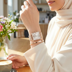 Guess Chelsea W0826L3 Rose Gold Mesh Bracelet Square Crystal Watch