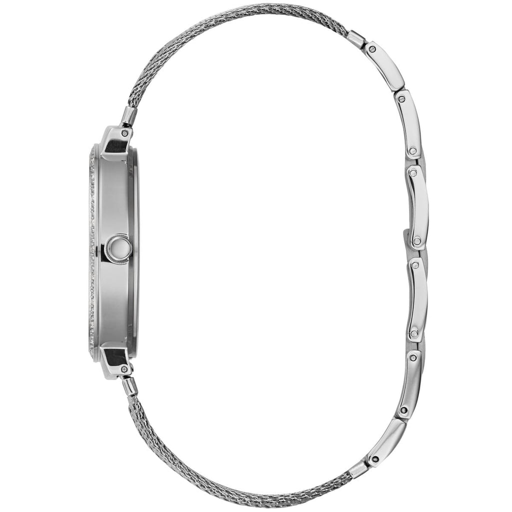 ساعة كريستال سوار شبكي فضية اللون W1083L1 شيفون من Guess