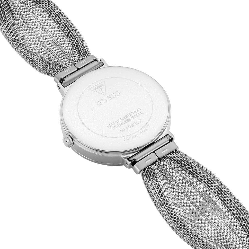 ساعة كريستال سوار شبكي فضية اللون W1083L1 شيفون من Guess