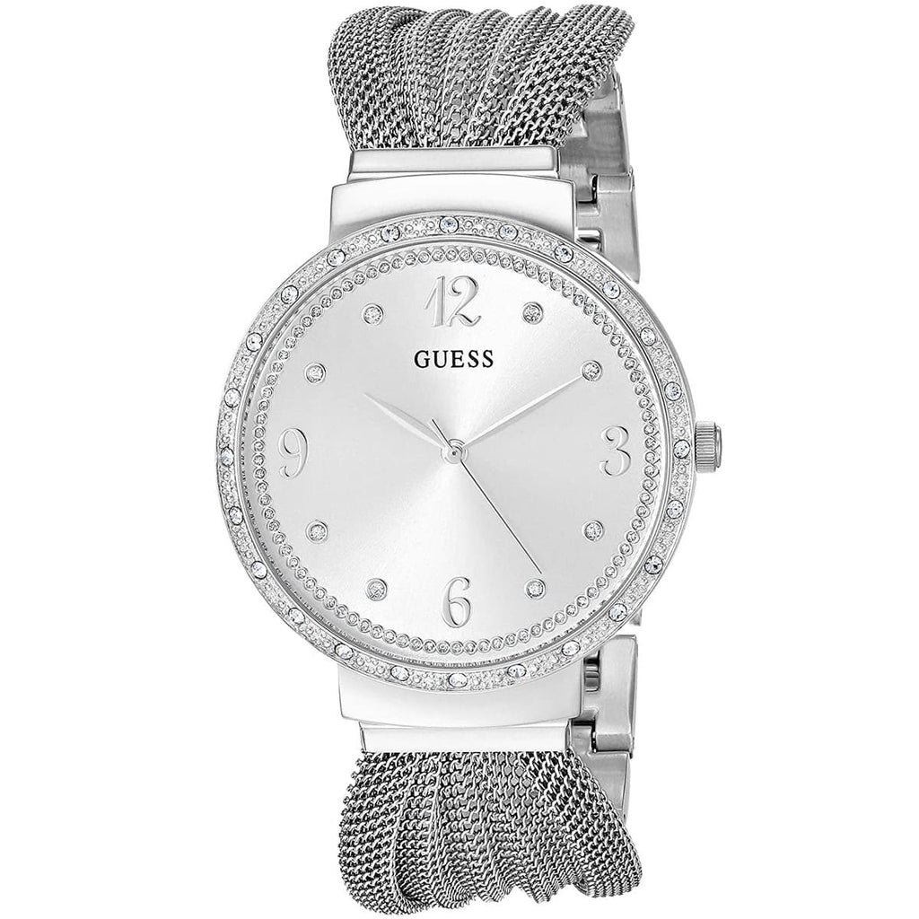 ساعة كريستال سوار شبكي فضية اللون W1083L1 شيفون من Guess