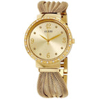 Guess Chiffon W1083L2 Gold Tone Mesh Bracelet Crystal Watch