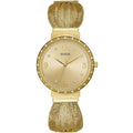 Guess Chiffon W1083L2 Gold Tone Mesh Bracelet Crystal Watch