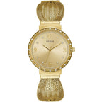 Guess Chiffon W1083L2 Gold Tone Mesh Bracelet Crystal Watch