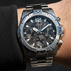 Guess Commander GW0056G1 Silver Tone Stainless Steel Black Dial Watch