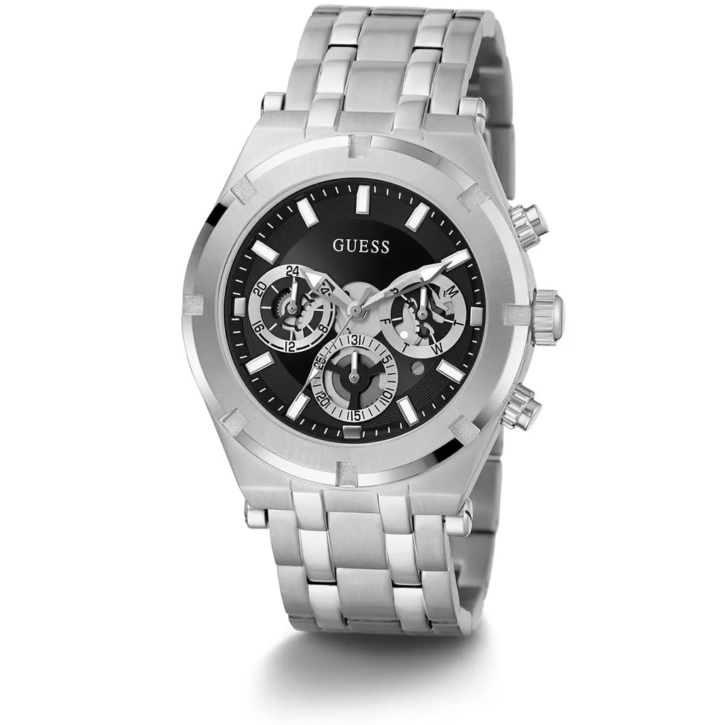 Guess Continental GW0260G1 Silver Tone Black Dial Watch