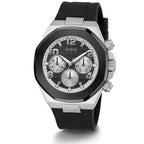 Guess Empire GW0583G1 Silver Tone Case Black Dial Rubber Watch