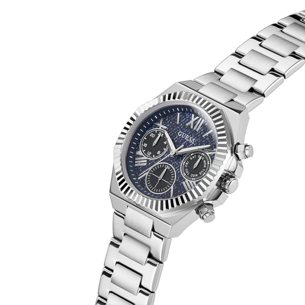 Guess Equality GW0769L1 40th Anniversary Silver Tone Denim Dial Ladies Watch