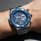 Guess Exposure GW0324G1 Silver Stainless Steel Blue Skeleton Dial Watch