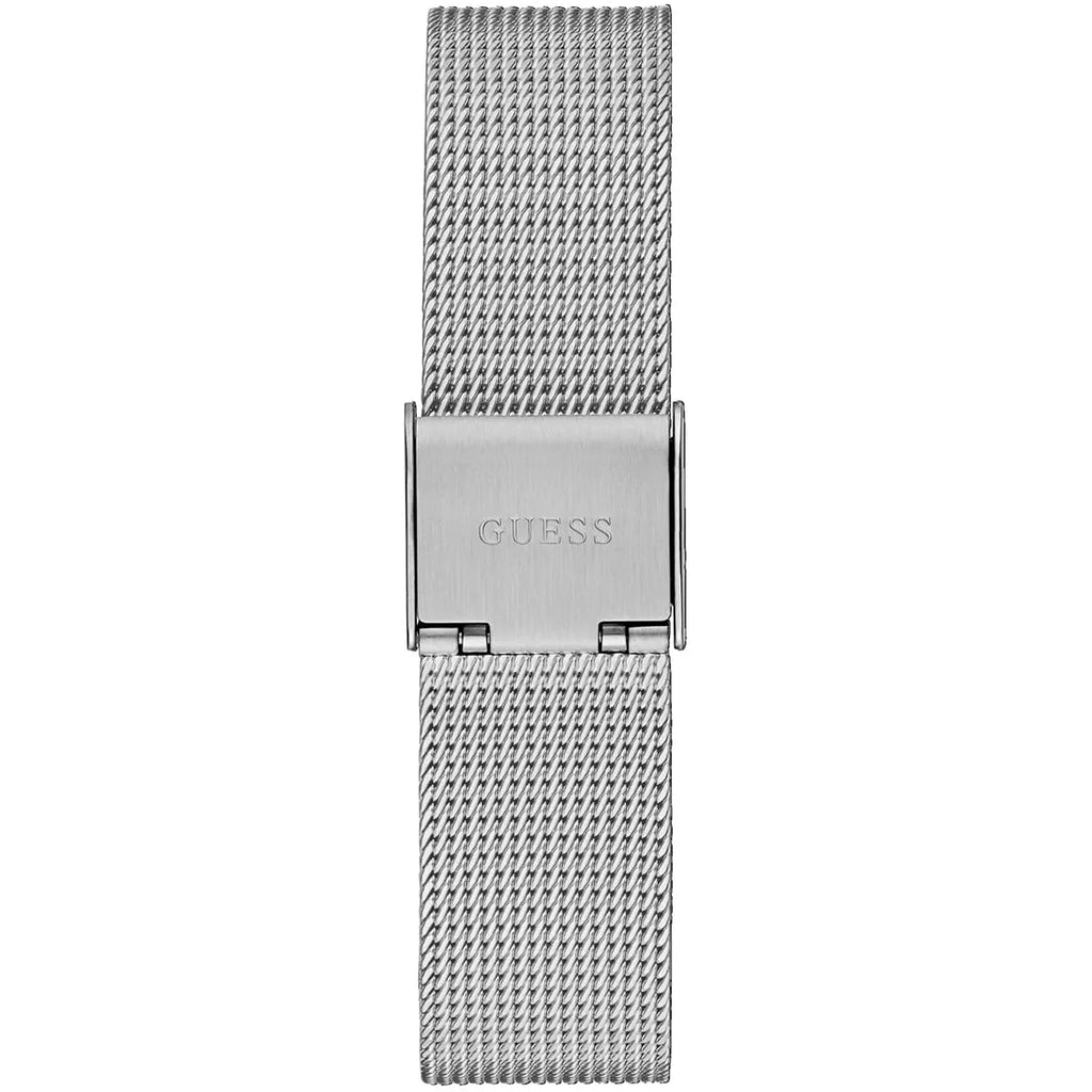 ساعة يد غيس فيم GW0508L1 بلون فضي مع علبة مثلثة وسوار شبكي