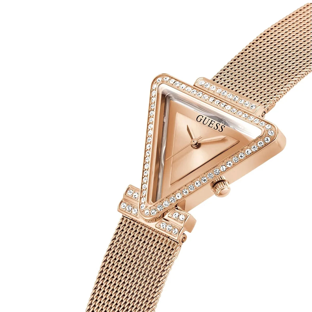 Guess Fame GW0508L3 Rose Gold Triangle Case Mesh Bracelet Watch