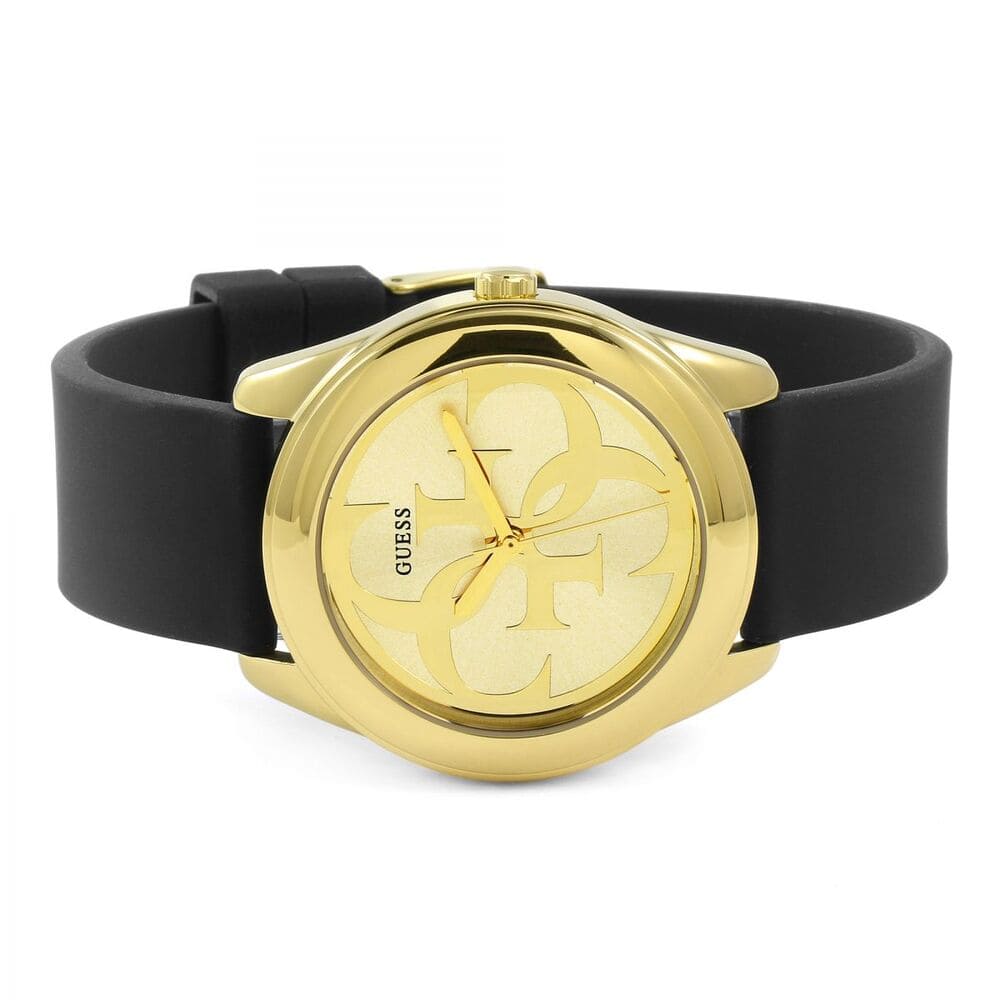 Guess G-Twist W0911L3 Gold Tone Stainless Steel Black Silicone Ladies Watch