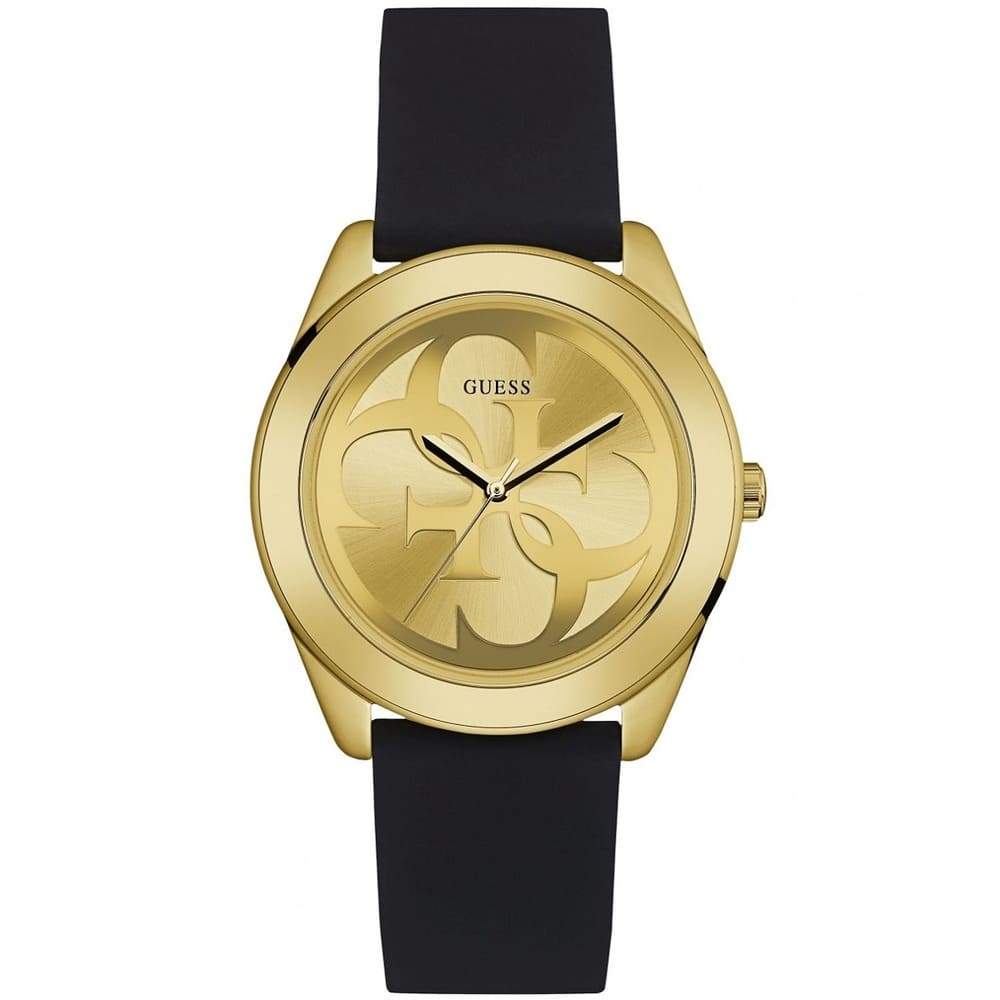 Guess G-Twist W0911L3 Gold Tone Stainless Steel Black Silicone Ladies Watch