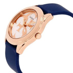 Guess G-Twist W0911L6 Rose Gold Stainless Steel Blue Silicone Ladies Watch