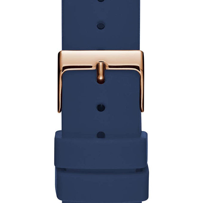 Guess G-Twist W0911L6 Rose Gold Stainless Steel Blue Silicone Ladies Watch