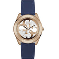 Guess G-Twist W0911L6 Rose Gold Stainless Steel Blue Silicone Ladies Watch