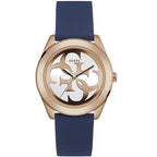 Guess G-Twist W0911L6 Rose Gold Stainless Steel Blue Silicone Ladies Watch