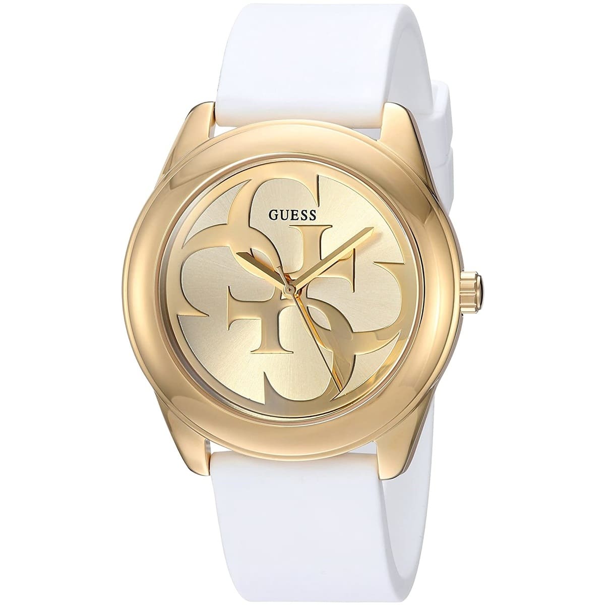 Guess G-Twist W0911L7 Gold Tone Case White Silicone Strap Watch