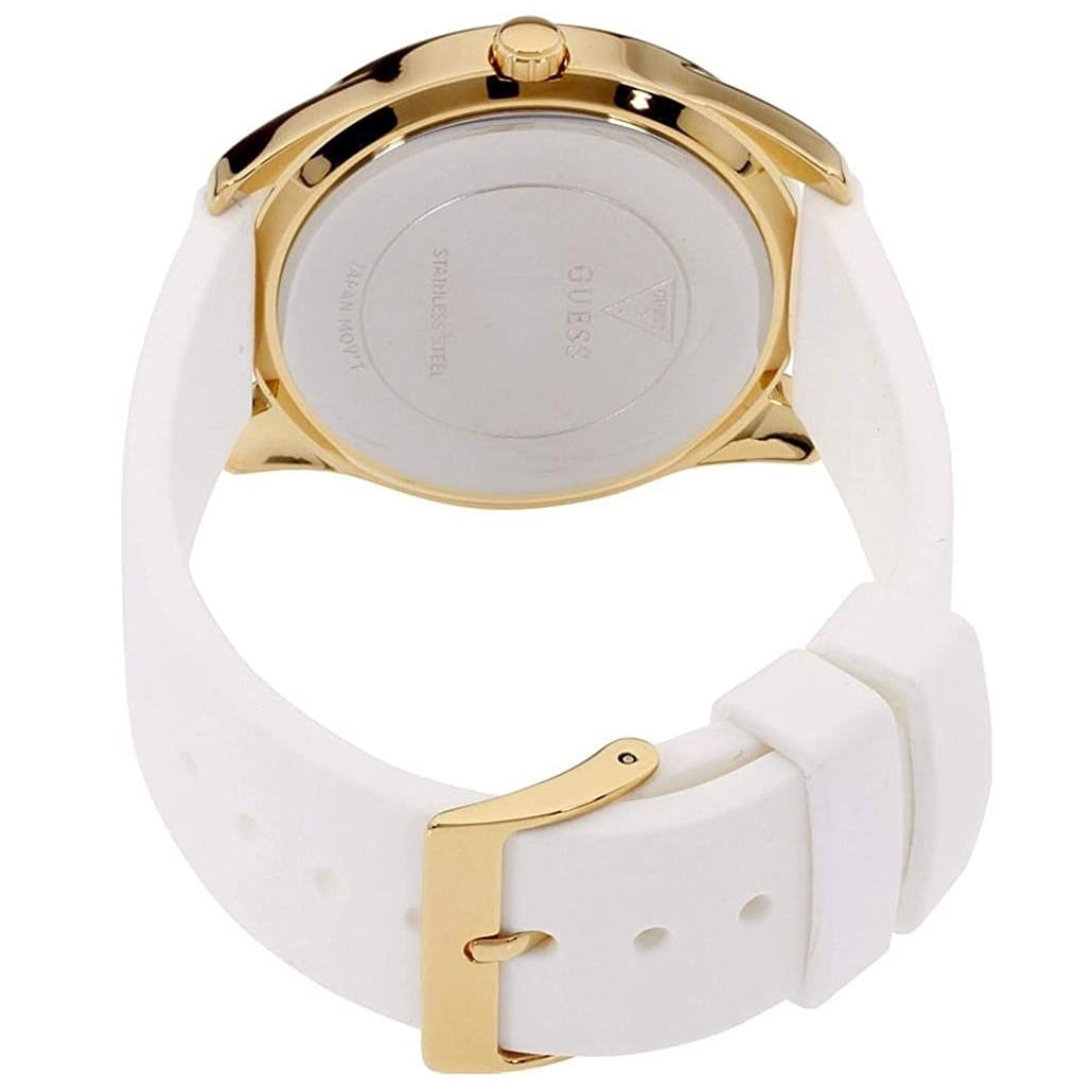 Guess G-Twist W0911L7 Gold Tone Case White Silicone Strap Watch