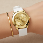 Guess G-Twist W0911L7 Gold Tone Case White Silicone Strap Watch