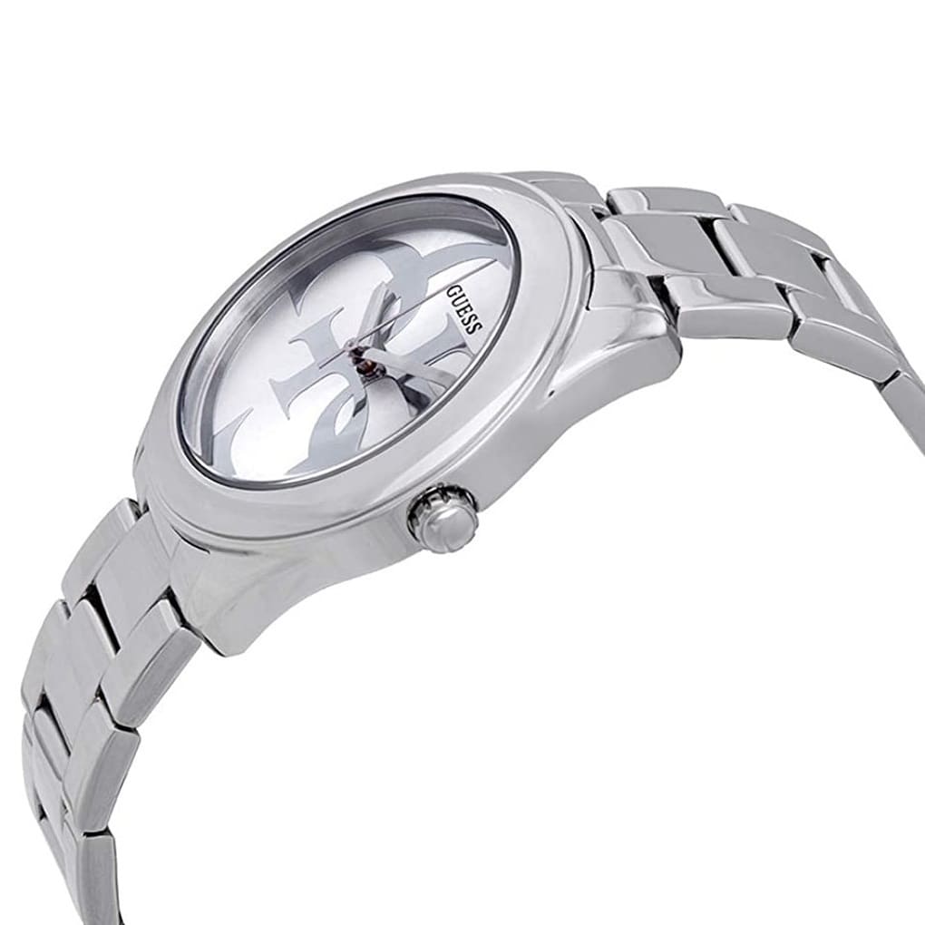 ساعة يد فضية اللون Guess G-Twist W1082L1 مينا بشعار متشابك