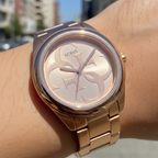 Guess G-Twist W1082L3 Rose Gold Interlocking Logo Dial Watch