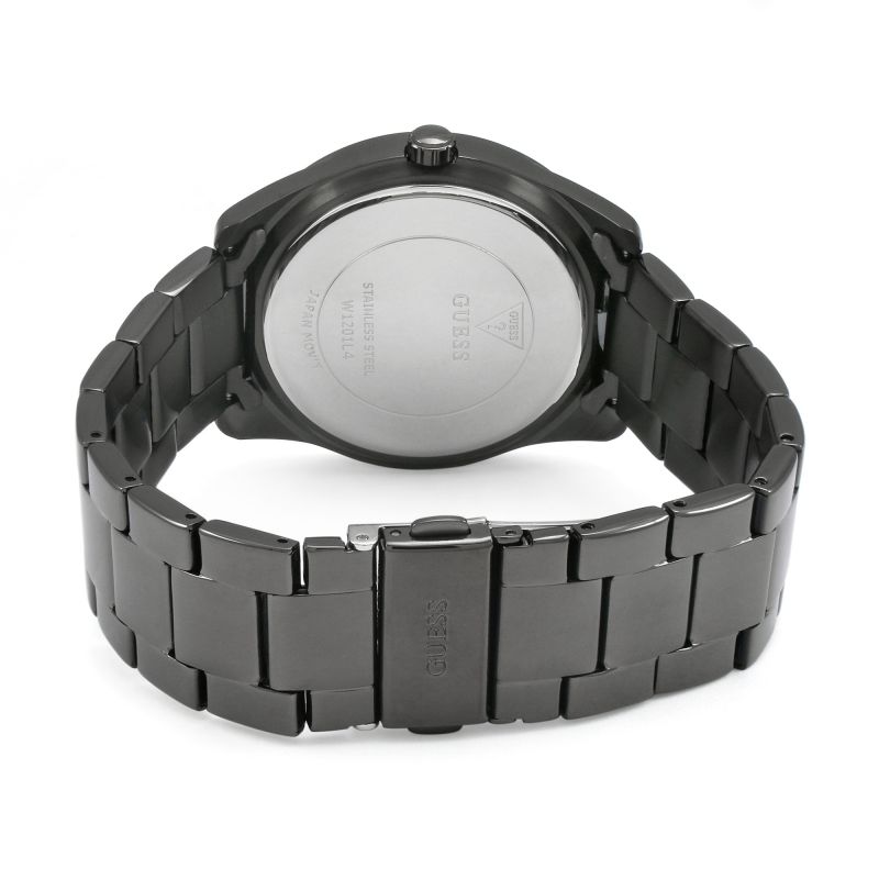 Guess G Twist W1201L4 Gunmetal Stainless Steel Purple Glitter Dial Watch