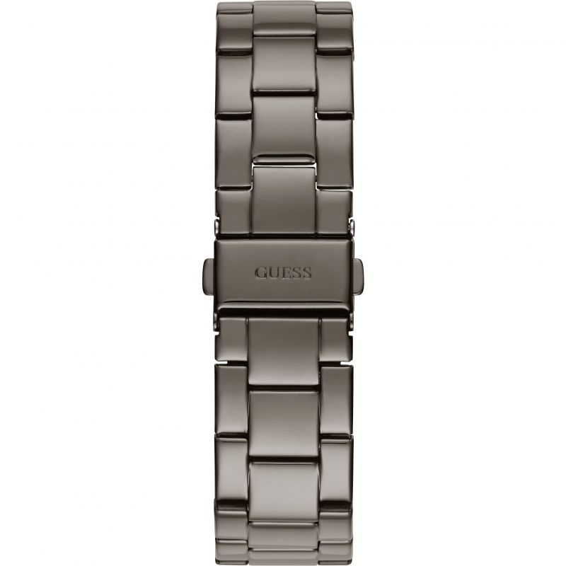 Guess G Twist W1201L4 Gunmetal Stainless Steel Purple Glitter Dial Watch