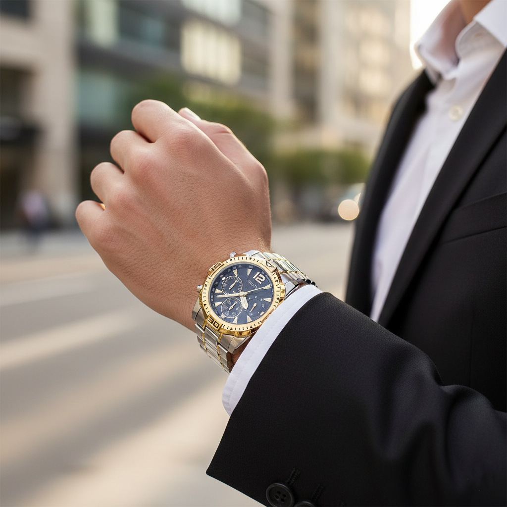 Guess Commander GW0056G4 Two-Tone Black Dial Watch