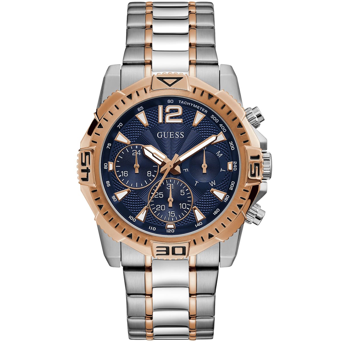 Guess Commander GW0056G5 Two-Tone Rose Gold & Silver Blue Dial Men's Watch