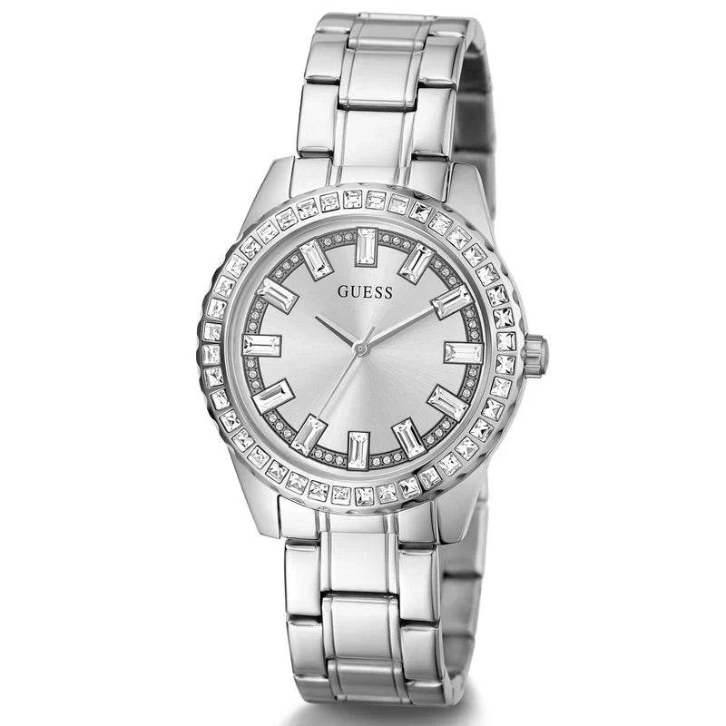 Guess Sparkler GW0111L1 Silver Crystal Baguette Ladies Watch