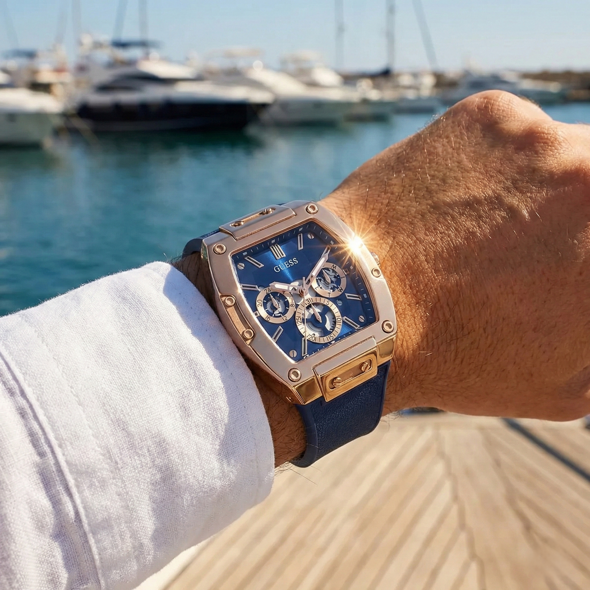 Guess Phoenix GW0202G4 Rose Gold & Blue Men's Watch