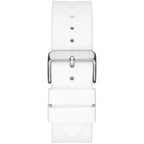 ساعة يد رجالية من Guess Phoenix GW0203G2 بهيكل مطاطي أبيض ومينا شفاف وحزام مطاطي