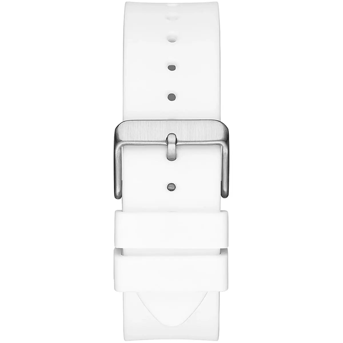 ساعة يد رجالية من Guess Phoenix GW0203G2 بهيكل مطاطي أبيض ومينا شفاف وحزام مطاطي