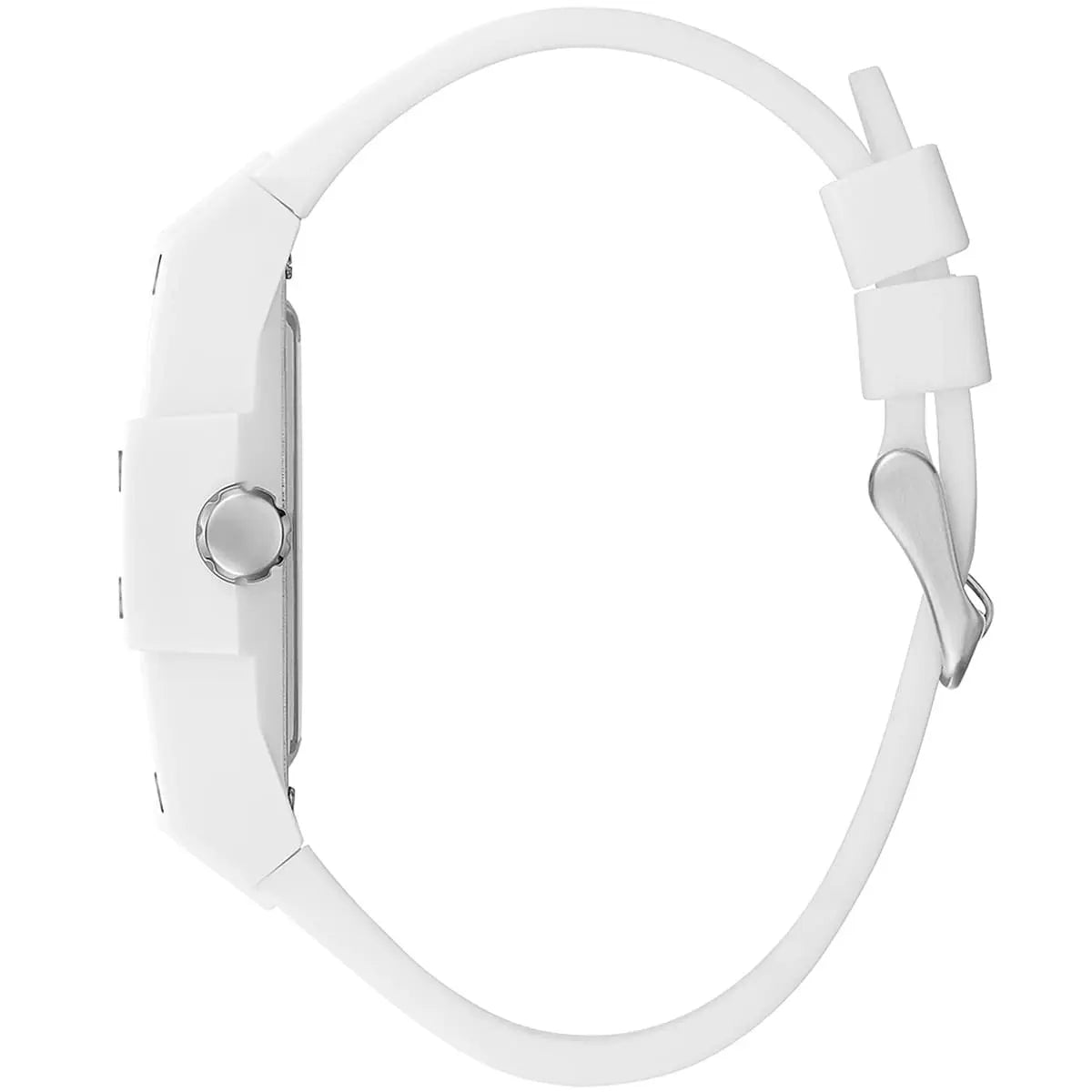 ساعة يد رجالية من Guess Phoenix GW0203G2 بهيكل مطاطي أبيض ومينا شفاف وحزام مطاطي