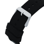 ساعة Guess Phoenix GW0203G3 بهيكل مطاطي أسود وعلامات فضية وميناء بهيكل شفاف