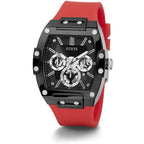 ساعة Guess Phoenix GW0203G4 بهيكل أسود وقرص داخلي مكشوف وحزام مطاطي أحمر